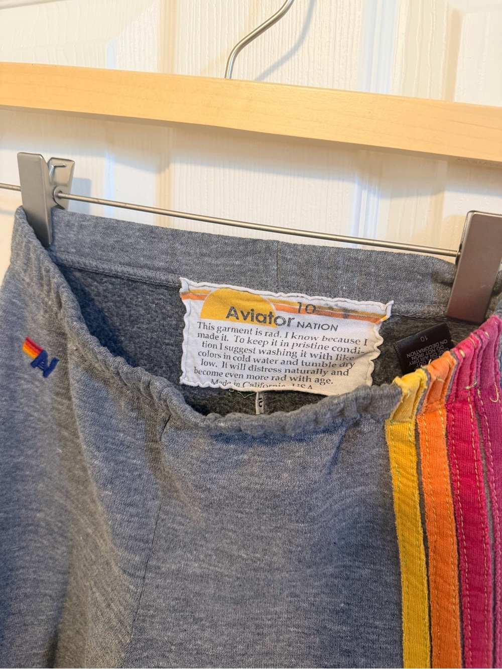 Aviator Nation Kids Gray Sweatshirt & Joggers with Rainbow Stripe Accents - Picture 5 of 9